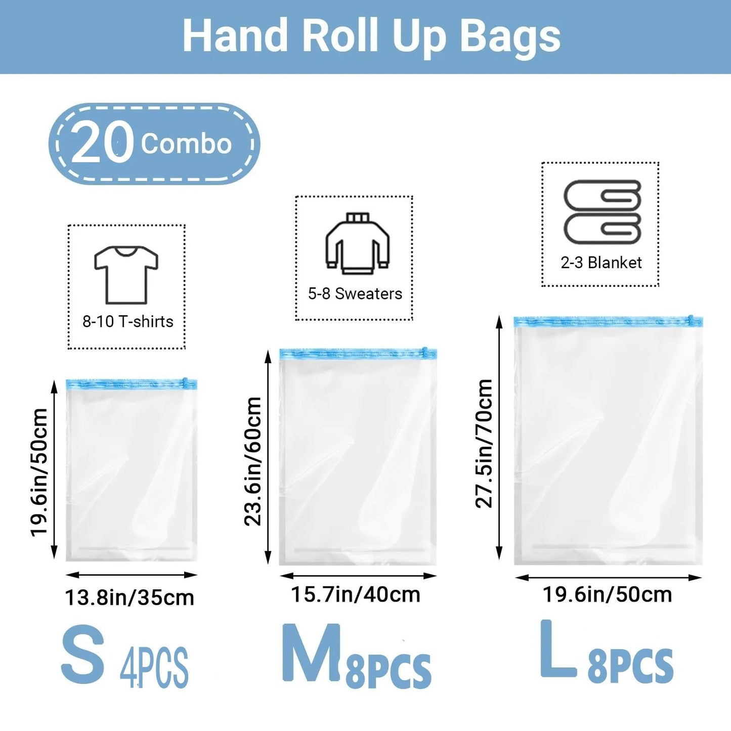 Travel Compression Bags, Roll Up Travel Space Saver Bags for Luggage, Cruise Ship Essentials Cothes
