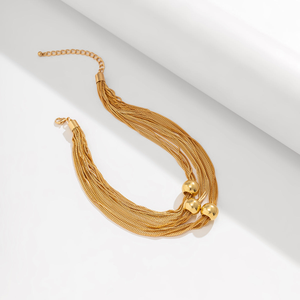 Cross-Border Exaggerated Punk Multi-Layer Chain Stacked Necklace Simple Niche Geometric Ball Personality Choker Necklace