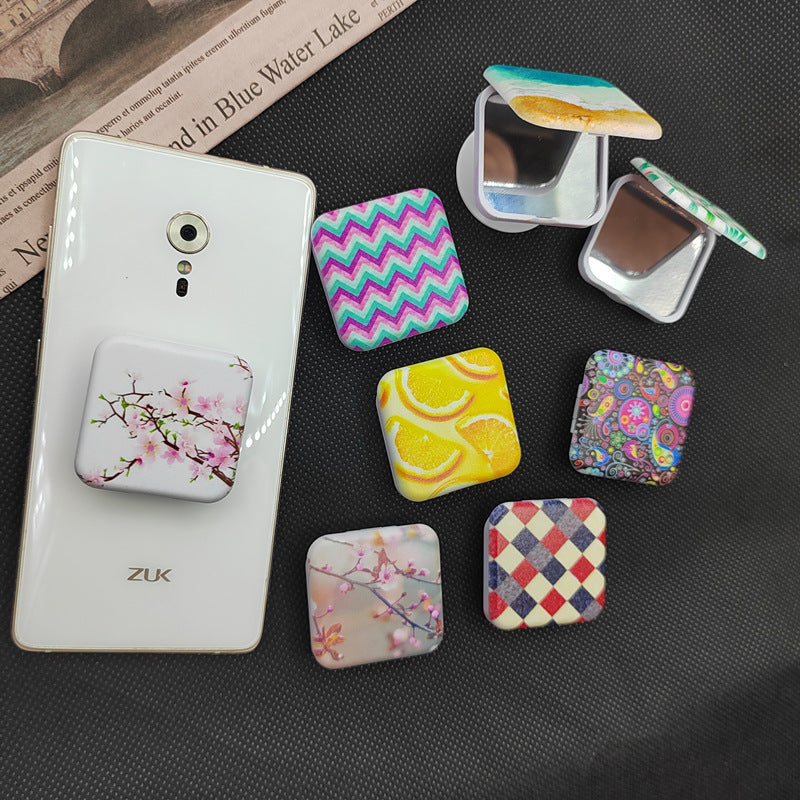 Phone Airbag Telescopic Folding Stand New Square Makeup Mirror Stand Glass Mirror Flip Cover Double-Sided Mirror