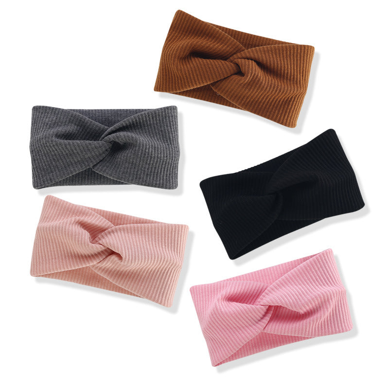 Bohemian Sports Wide Headband Foreign Trade Style Ribbed Cotton Cross Yoga Sports Elastic Headband