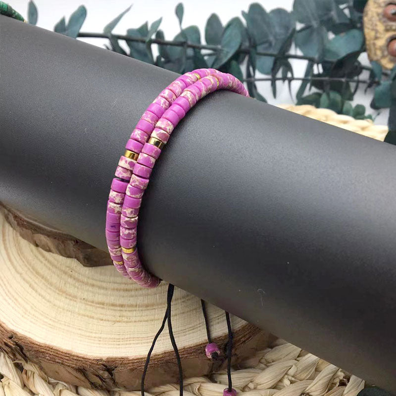 Adjustable Natural Stone Spacer Beads Woven Bracelet Size Fashion Women's Handstring Woven Handstring