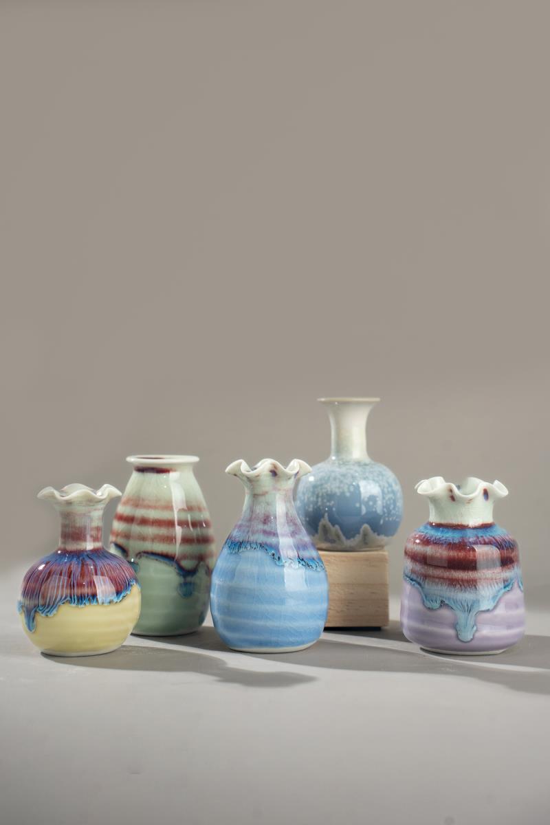 Kiln Change Mini Ceramic Small Vase Refrigerator Magnet Hydroponic Aromatherapy Craft