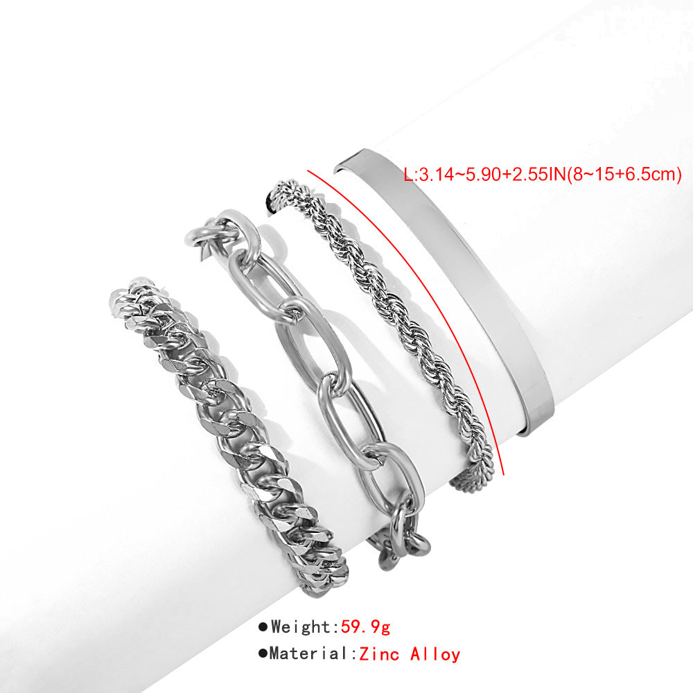 New Exaggerated Alloy Thick Chain Multi-layer Bracelet for Women European and American Fashion Gold Bangle