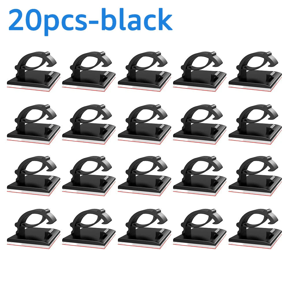 20PCS Cable Clips Flexible Cable Organizer Management USB Wire Winder Protector Cable Holder for PC Mouse Headphone Earphone