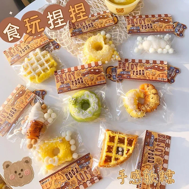 Squishy Food Creative Kids Fidget Toy Simulation exquisite Waffle Bread Toast Donuts Slow Rising Squeeze Stress Relief Toys