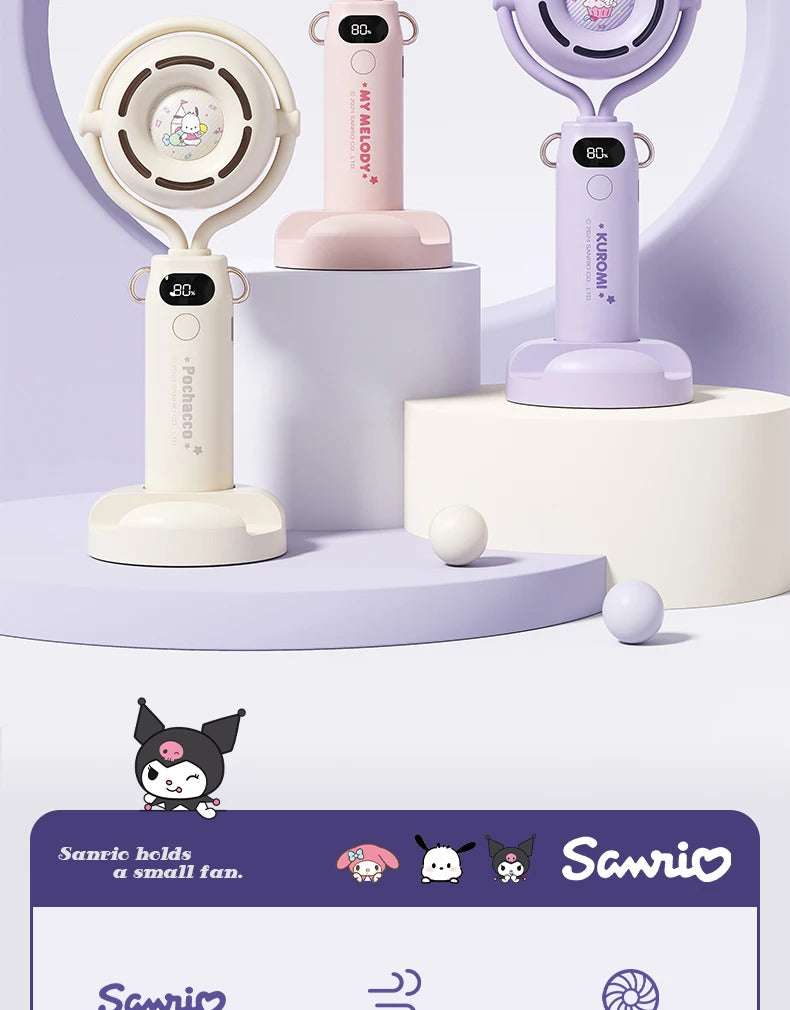 10000 Ma Sanrio Usb Folding Handheld Mini Fan Kuromi Pachacco Portable Hanging Neck Fan Bladeless Ultra-quiet Strong Breeze Fans