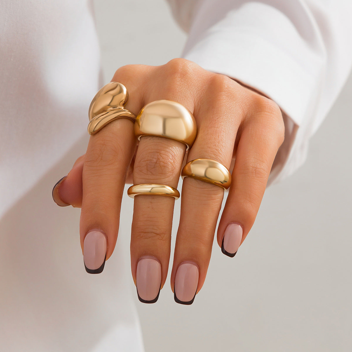 Ins Minimalist Style Trendy Exaggerated Mirror Versatile Ring Personality Alloy Hugging Ring