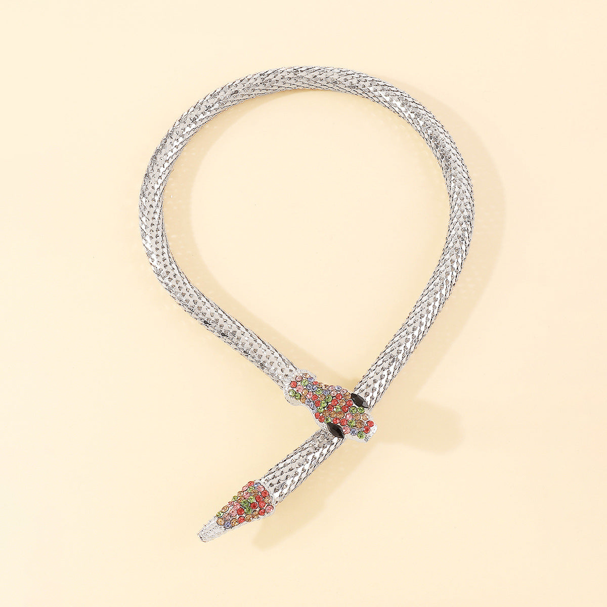 Exaggerated Snake Necklace Punk Personality Hip-Hop Style Necklace Trendy Cool Street Style Show Micro-Inlaid Choker
