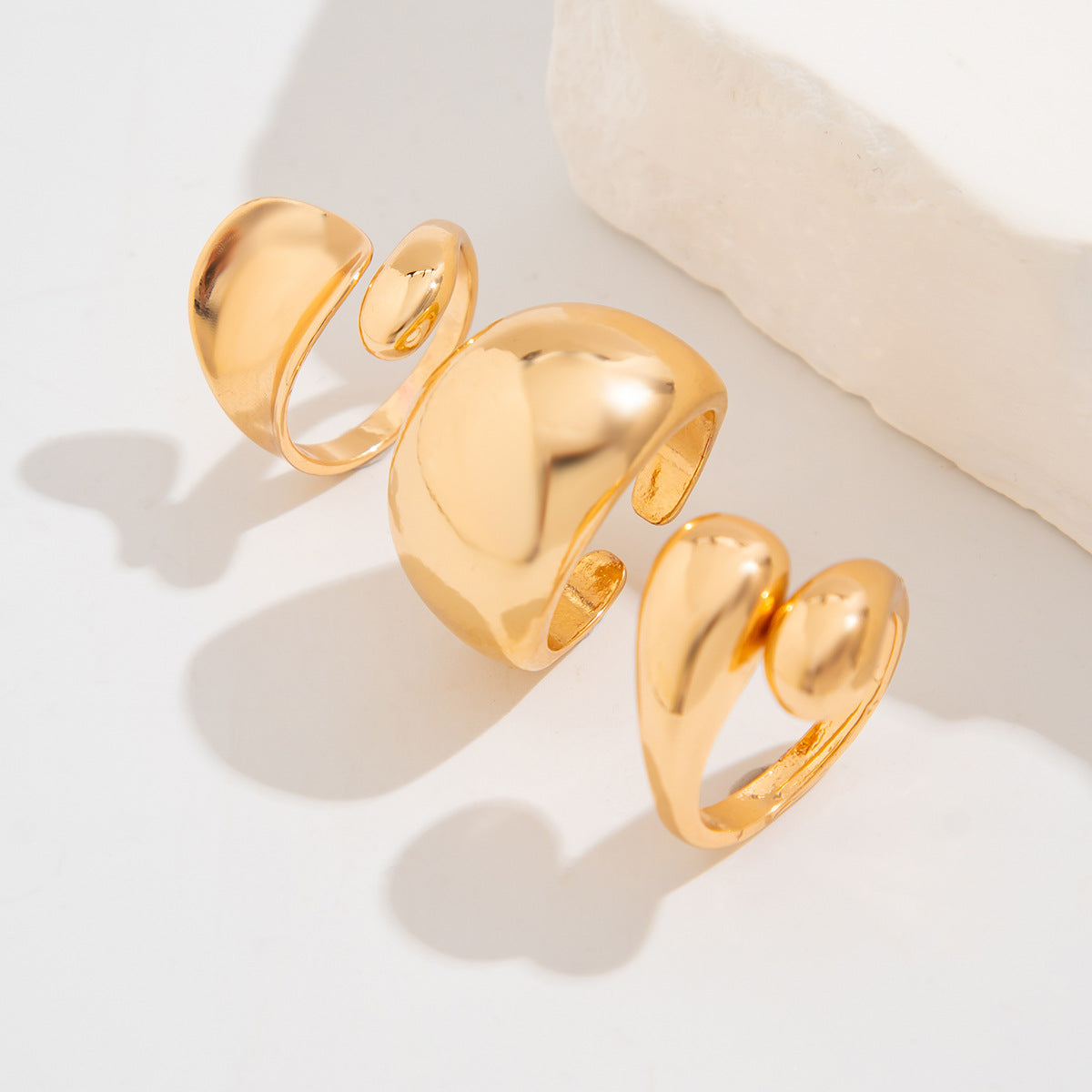 Hand Jewelry Personality Smooth Irregular Geometric Joint Ring Hip Hop Style Women's Ring Set