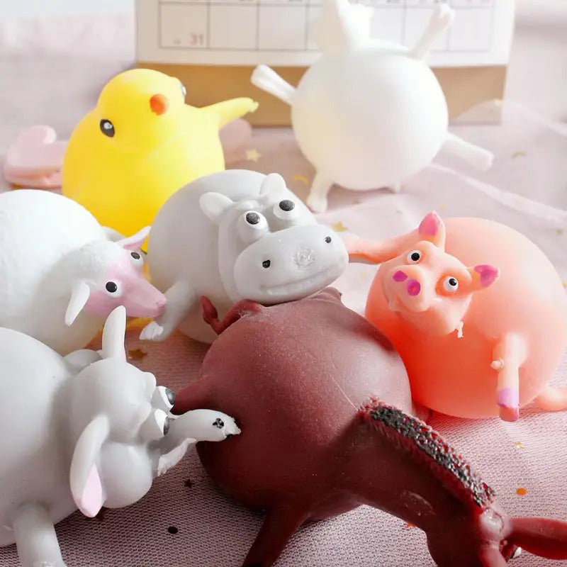 Creative soft rubber inflatable chicken hippo pop up animal blow Balloon animal Stress Relief squeeze toy prank gift