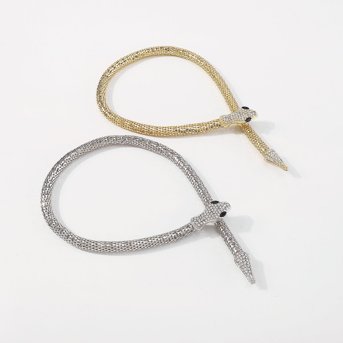 Exaggerated Snake Necklace Punk Personality Hip-Hop Style Necklace Trendy Cool Street Style Show Micro-Inlaid Choker