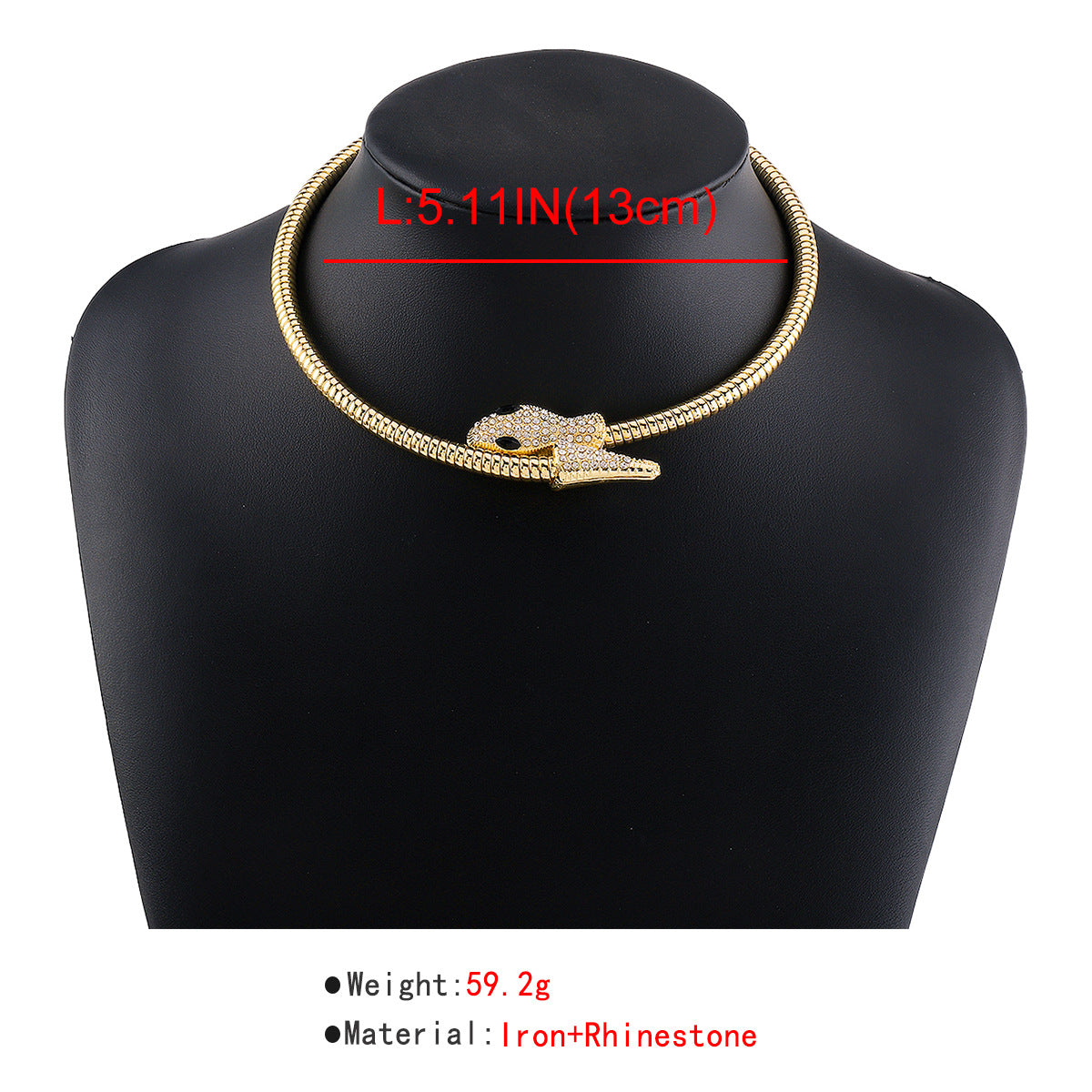 Exaggerated Snake Necklace Punk Personality Hip-Hop Style Necklace Trendy Cool Street Style Show Micro-Inlaid Choker