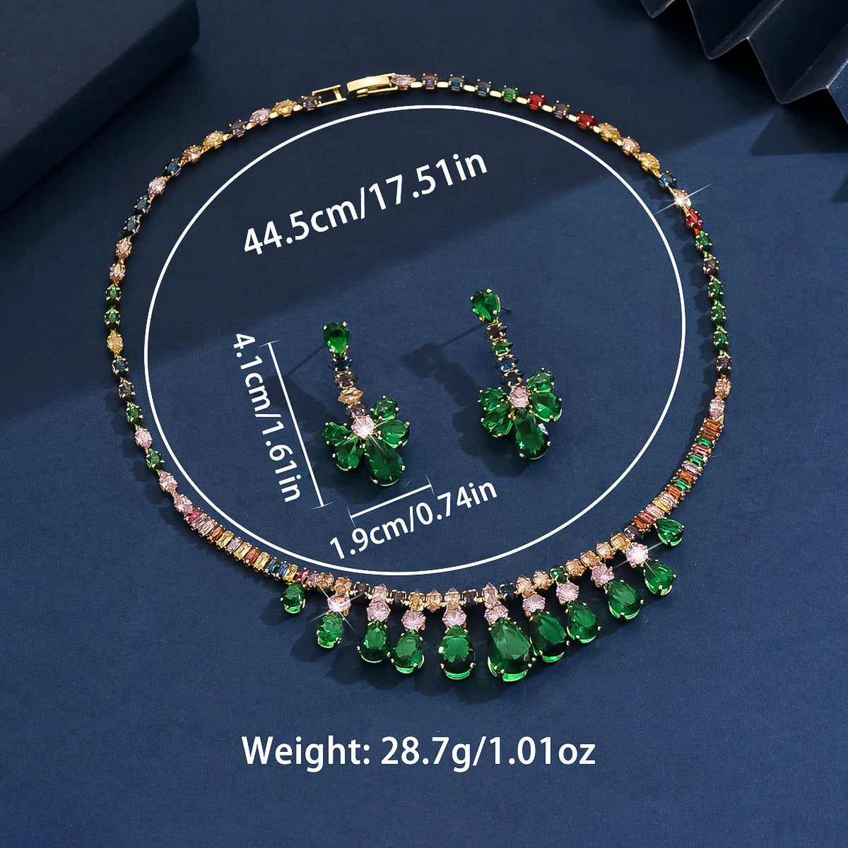 3PC Women's Fashion Zircon Water Drop Necklace Earrings Jewelry Set Design Sense Wedding Party Festival Gift-8563