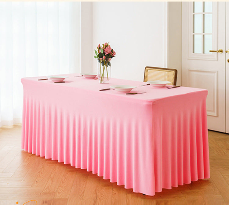 Elastic Table Cover Wedding Banquet 6FT Sun Skirt Rectangular Hem Hotel Party