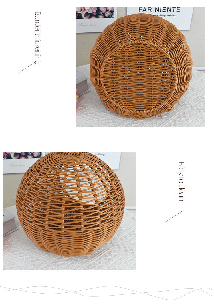 Imitation Rattan Hand-woven Storage Basket Creative Round Hanging Fruit Basket Household Hotel Snack Dried Fruit Storage Basket