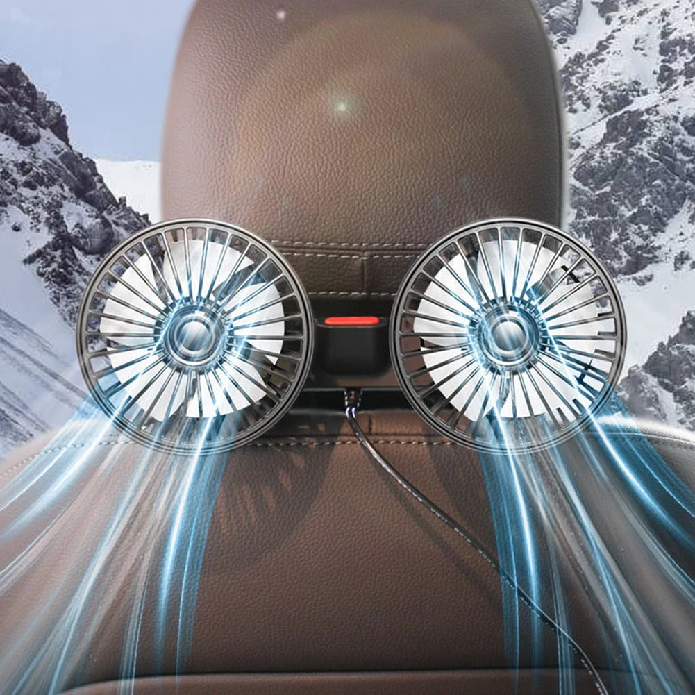 12V/24V Car Fan Cooling Car Fan Dual Head USB Car Fan 3 Speeds Adjustable Auto Cooler Air Fan for Vehicle SUV Car Accessories