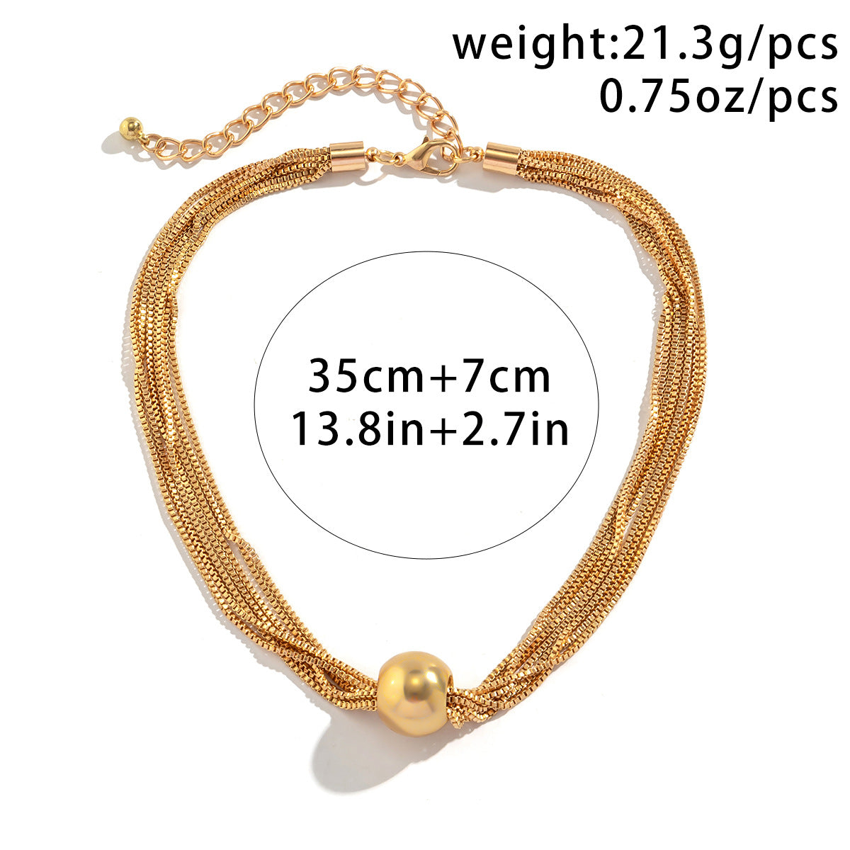 Cross-Border Exaggerated Punk Multi-Layer Chain Stacked Necklace Simple Niche Geometric Ball Personality Choker Necklace