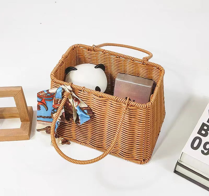 New Gift Hat Flower Basket Fresh Flower Bouquet Flower Arrangement Handheld Basket Handmade Creative Gift DIY Floral Art Materials Woven Flower Basket