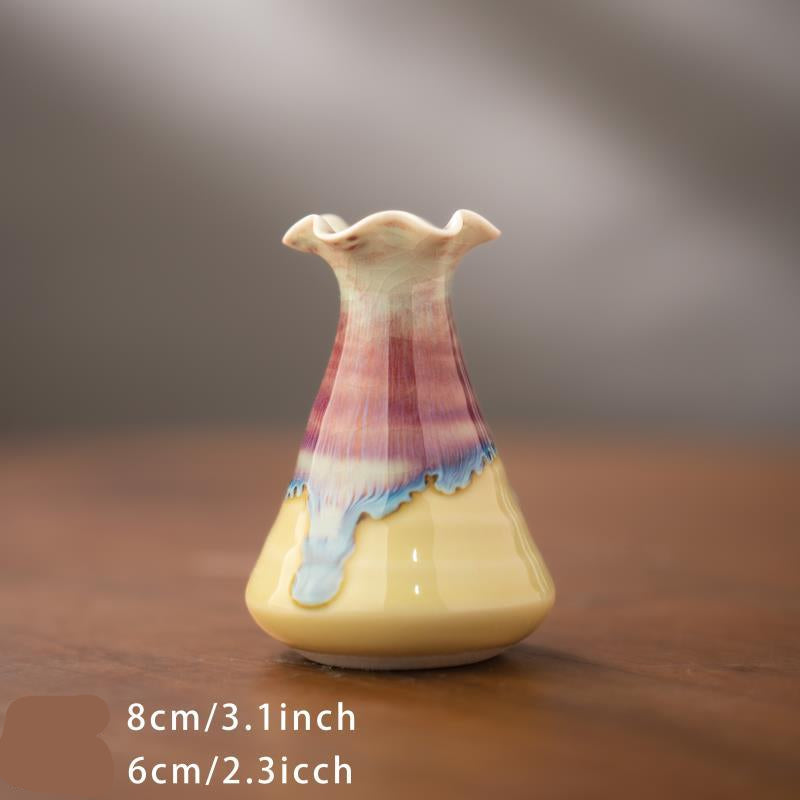 Kiln Change Mini Ceramic Small Vase Refrigerator Magnet Hydroponic Aromatherapy Craft