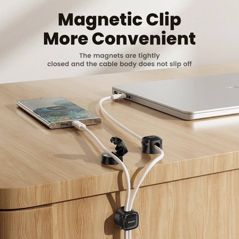 Toocki LX06 Magnetic Cable Clips Under Desk Cable Organizer Management Phone Cable Line Cleaning Magnetic WireKeeper Cord Holder