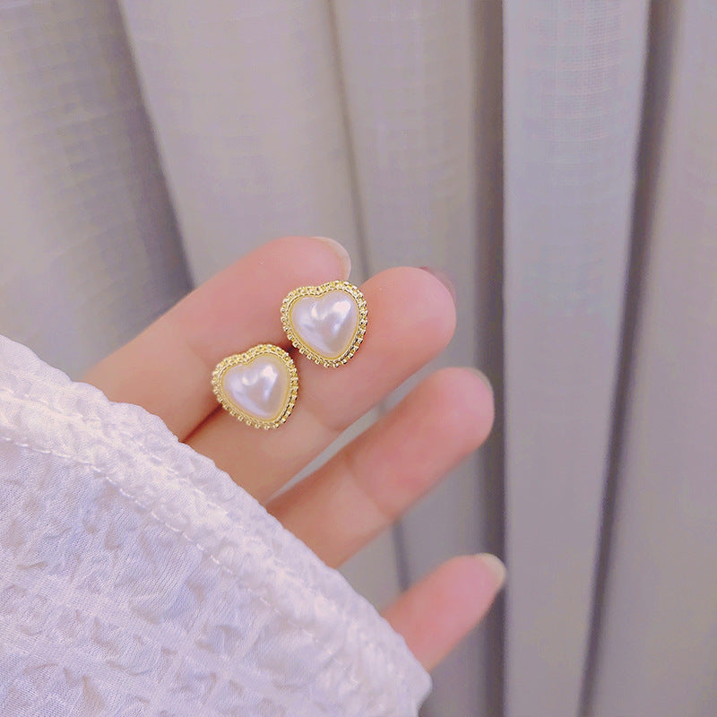 Earrings Pearl Style Elegant High-end Drop Earrings Sophisticated Heart-shaped Earrings Simple Internet Celebrity Ear Jewelry 925 Silver Needle