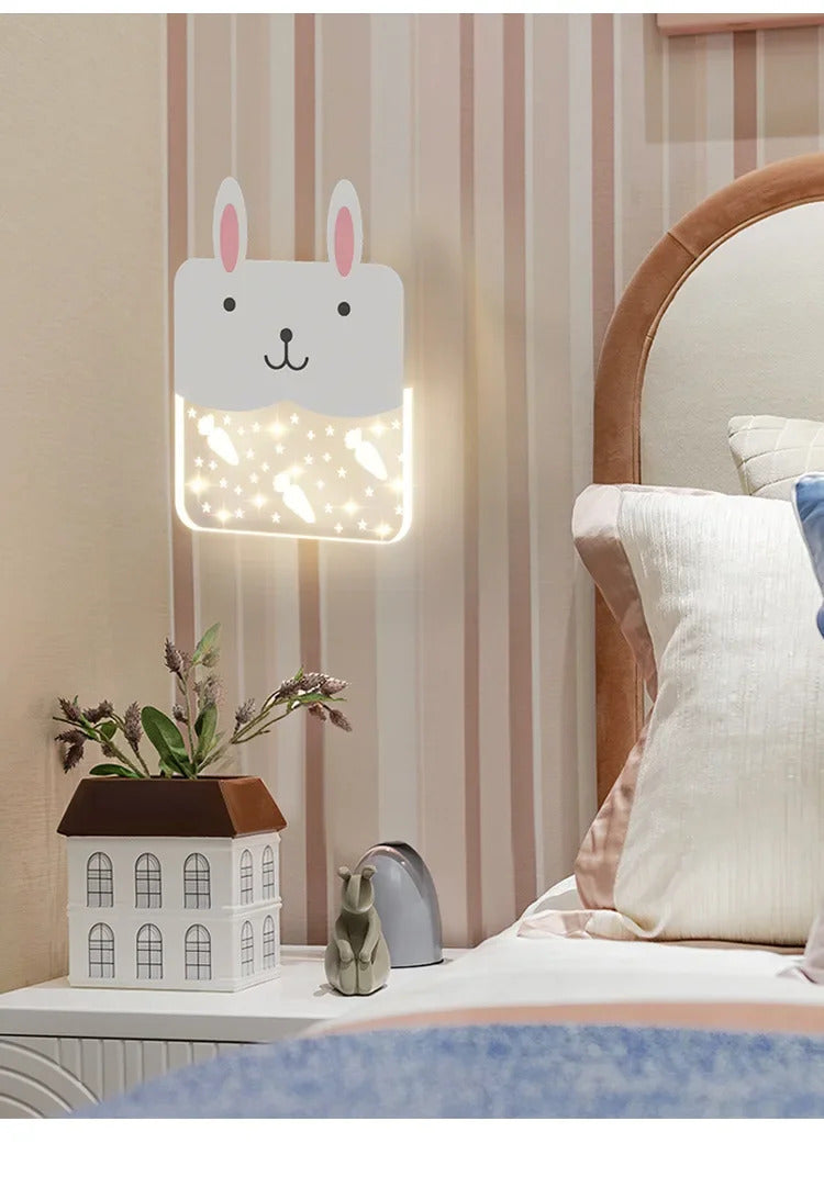 SANDYHA Cute Cartoon Kids Wall Lamp Warm LED Night Light for Childrens Room Bedroom Nursery Decor Creative Acrylic Lighting