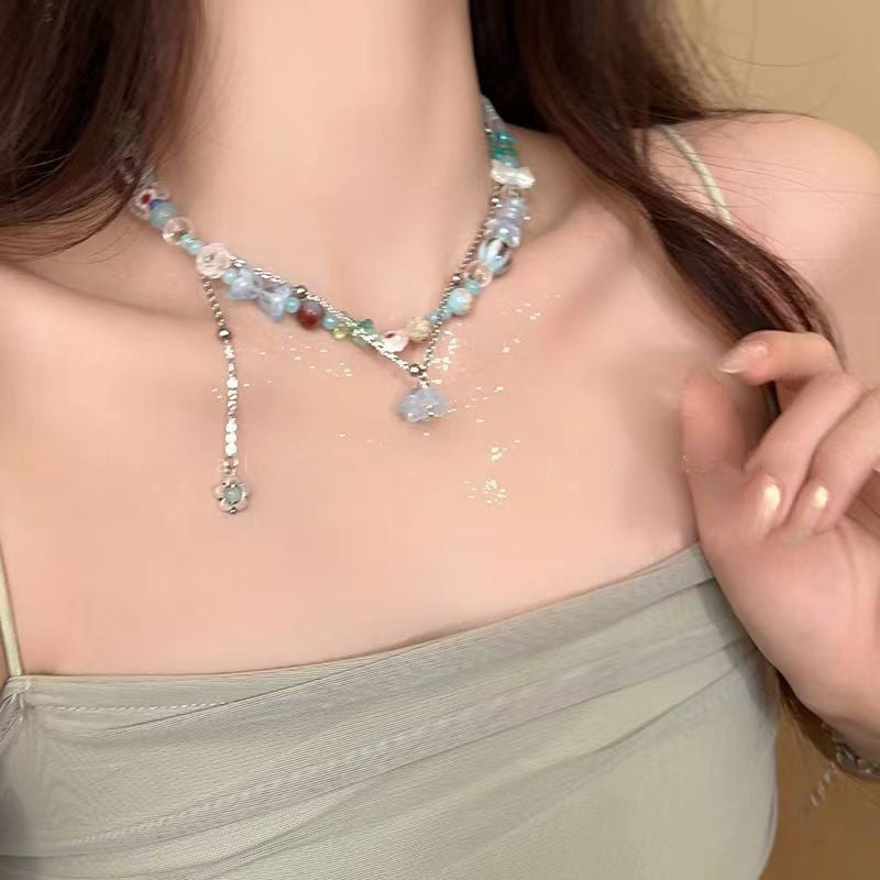 2025 New Dopamine Color Apple XINGX Beaded Necklace Internet Celebrity Light Luxury Minority Summer Colorful Clavicle Chain