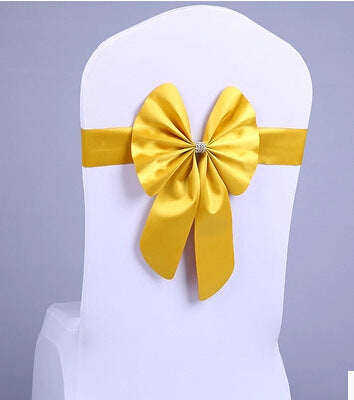 Wedding Chair Back Flower Decoration No-Tie Elastic Bow Chair Sash Chair Cover Chair Back Hotel Banquet Special