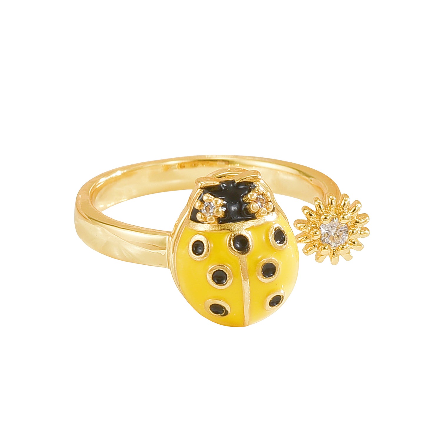 Rotating Ring for Women, Copper Gold Plated, Non-Fading, Elegant and Luxurious, Adjustable Daisy, Star, Moon, Zircon, European and American Cross-Border