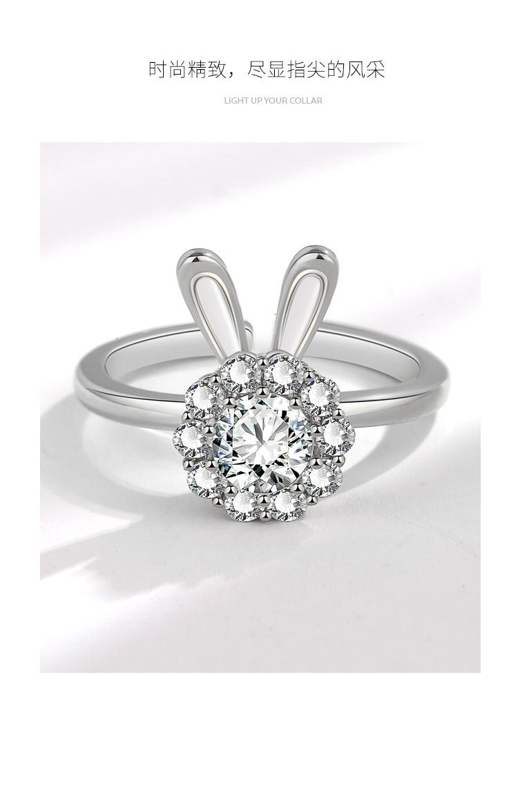 Smart Rabbit Ring for Women, Rotatable Ring, Light Luxury Niche Design, Index Finger Ring, New Trendy Style