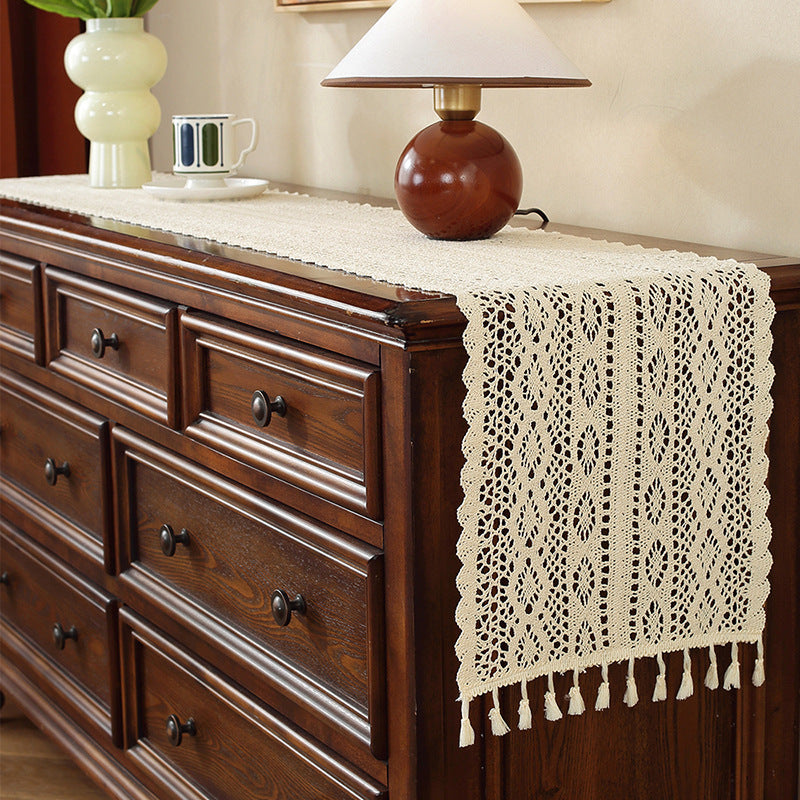 Henggang American Country Style Handwoven Table Runner Tablecloth Strip Tablecloth Coffee Table Cloth Tea Mat Cotton Linen Artistic Table Runner Wholesale