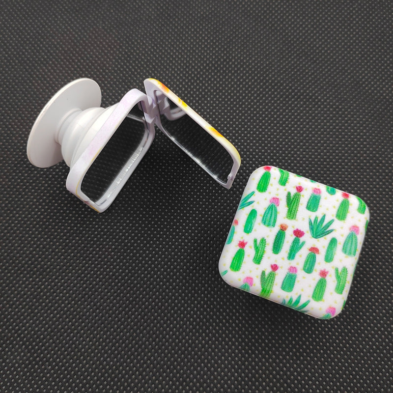 Phone Airbag Telescopic Folding Stand New Square Makeup Mirror Stand Glass Mirror Flip Cover Double-Sided Mirror