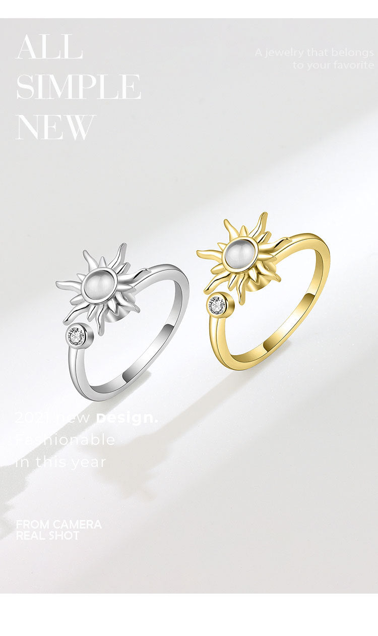 Hot Item Rotatable Sunflower Ring Anti-Anxiety Stress Relief Adjustable Ring