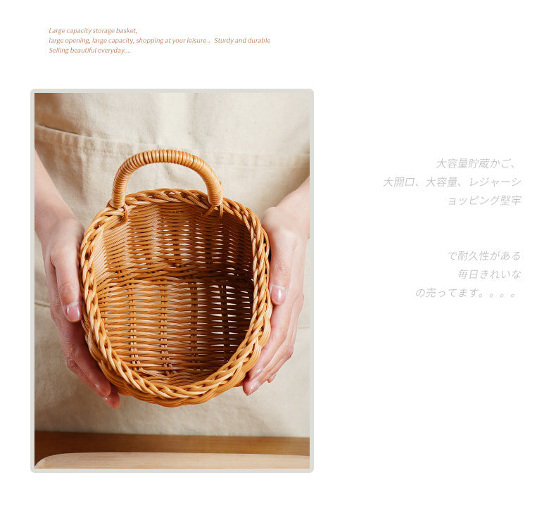 Ginger and Garlic Storage Basket Kitchen Small Hanging Basket Wall Storage Basket Put Onion Ginger and Garlic Hand-Woven Basket