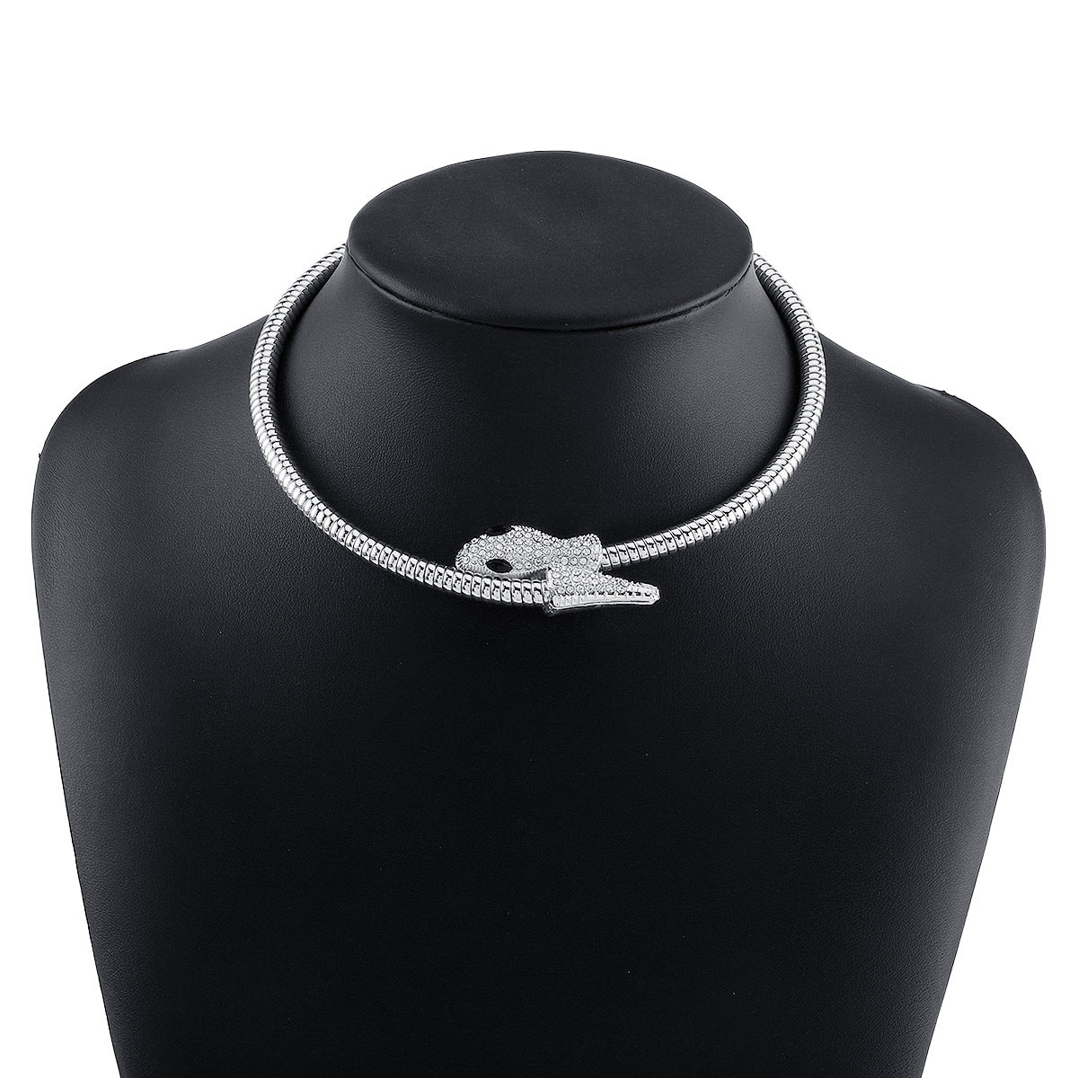 Exaggerated Snake Necklace Punk Personality Hip-Hop Style Necklace Trendy Cool Street Style Show Micro-Inlaid Choker