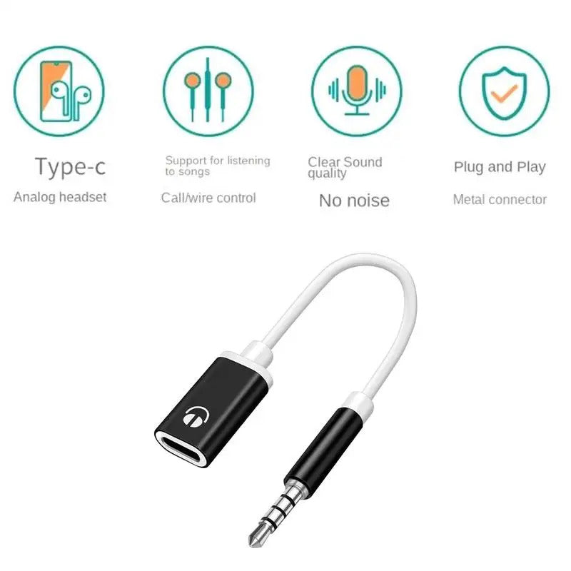 Type C Earphone Adapter 3.5mm Male To Type-C Female Headphone Aux Cable Converter Type-C Converter Earphone Adapter