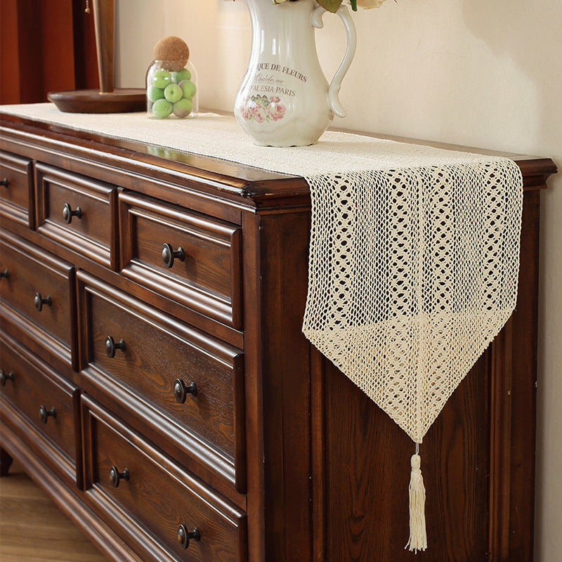 Henggang American Country Style Handwoven Table Runner Tablecloth Strip Tablecloth Coffee Table Cloth Tea Mat Cotton Linen Artistic Table Runner Wholesale