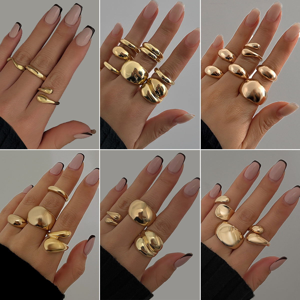Ins Minimalist Style Trendy Exaggerated Mirror Versatile Ring Personality Alloy Hugging Ring
