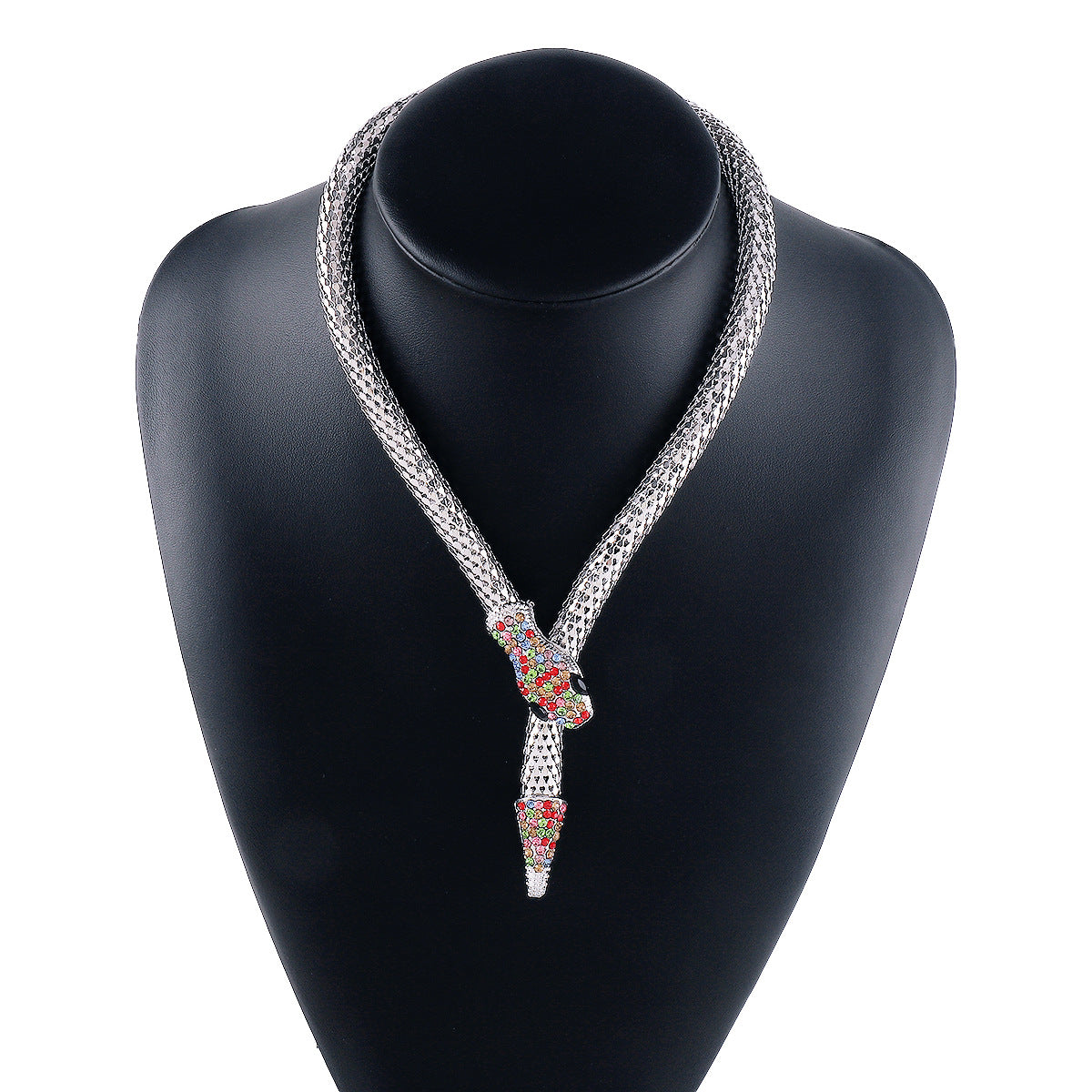 Exaggerated Snake Necklace Punk Personality Hip-Hop Style Necklace Trendy Cool Street Style Show Micro-Inlaid Choker