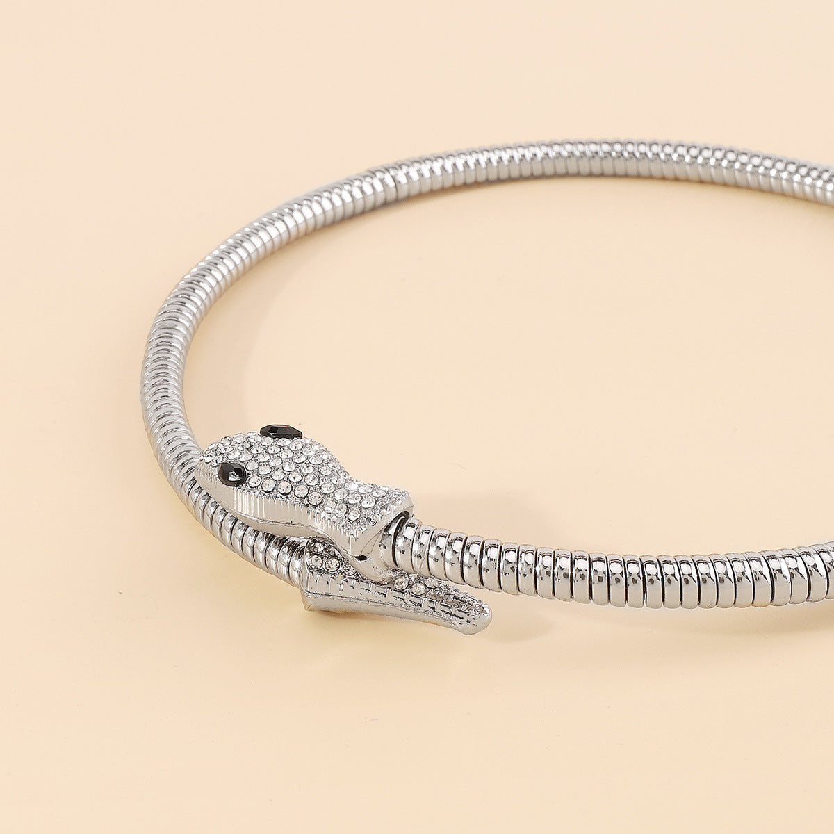 Exaggerated Snake Necklace Punk Personality Hip-Hop Style Necklace Trendy Cool Street Style Show Micro-Inlaid Choker