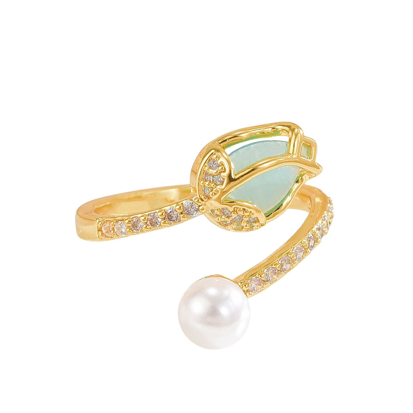 Rotating Ring for Women, Copper Gold Plated, Non-Fading, Elegant and Luxurious, Adjustable Daisy, Star, Moon, Zircon, European and American Cross-Border
