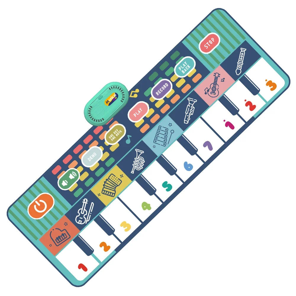 110x36cm Musical Piano Mat Toddle Mat Musical Carpet Toddlers Keyboard with 8 Dinosaur Sounds Baby Mat Educational Toys for Kids