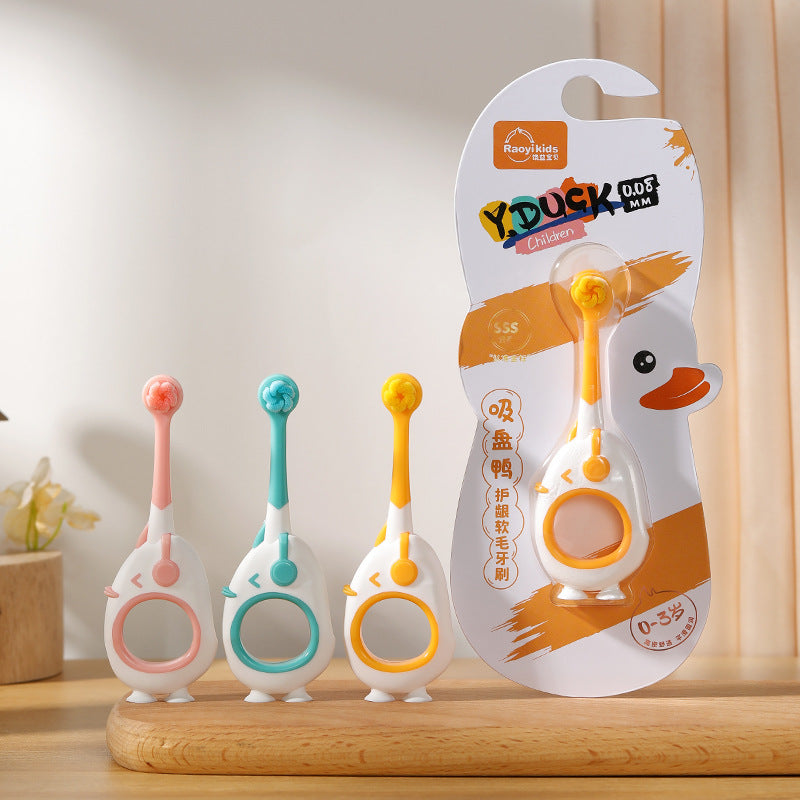 0-3 Children's Thousand Bristle Toothbrush Gentle on Baby's Gums Cloud-like Soft Suction Cup Standable Toothbrush