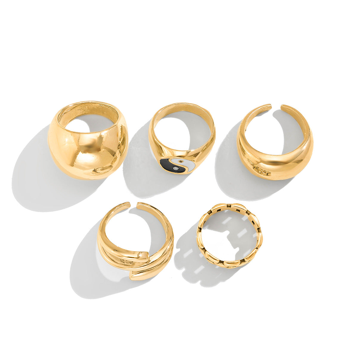 Ins Minimalist Style Trendy Exaggerated Mirror Versatile Ring Personality Alloy Hugging Ring