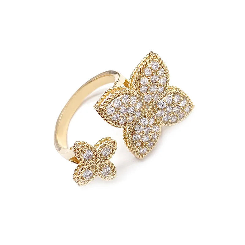 ZAKOL Exquisite Micro Inlay Zircon Butterfly Open Rings for Women Fashion Wedding Party Jewelry