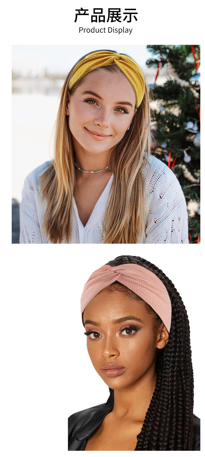 Bohemian Sports Wide Headband Foreign Trade Style Ribbed Cotton Cross Yoga Sports Elastic Headband