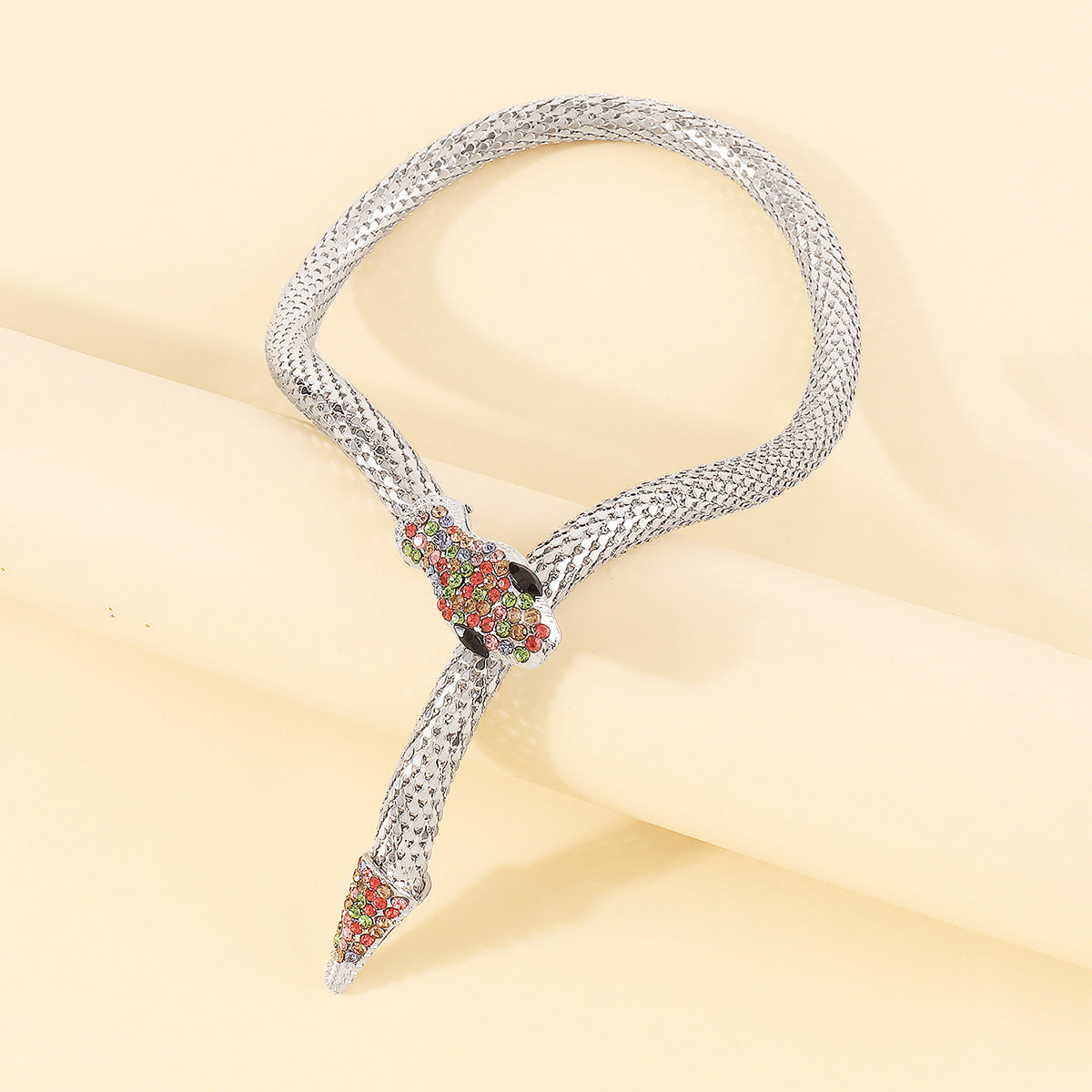 Exaggerated Snake Necklace Punk Personality Hip-Hop Style Necklace Trendy Cool Street Style Show Micro-Inlaid Choker