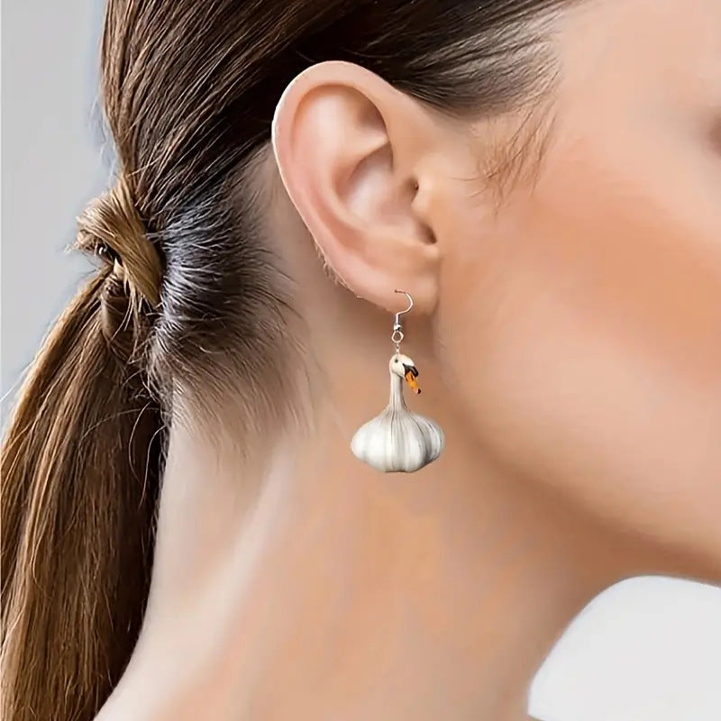 Independent Cross-border New Product Funny Creative Garlic Duck Duck Earrings for Women European and American Fashion Festival Animal Ear Accessories