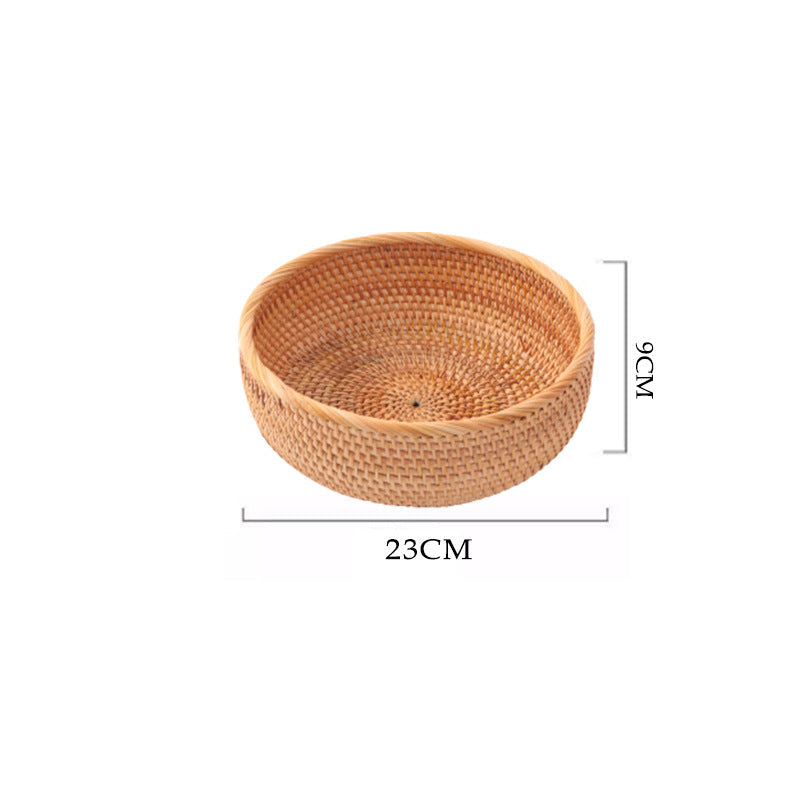 Rattan Handwoven Fruit and Vegetable Basket, Cookie Candy Bread Storage Basket, Living Room Desktop Organizer Storage Basket
