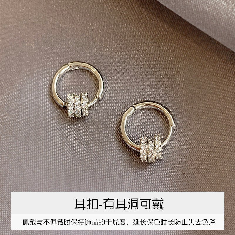 Metal Big Circle Earrings Women's Hong Kong Fashion Women's Ear Jewelry S925 Silver Needle